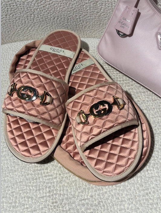 Gucci Slippers - Gold Logo Buckle - EU 40/41