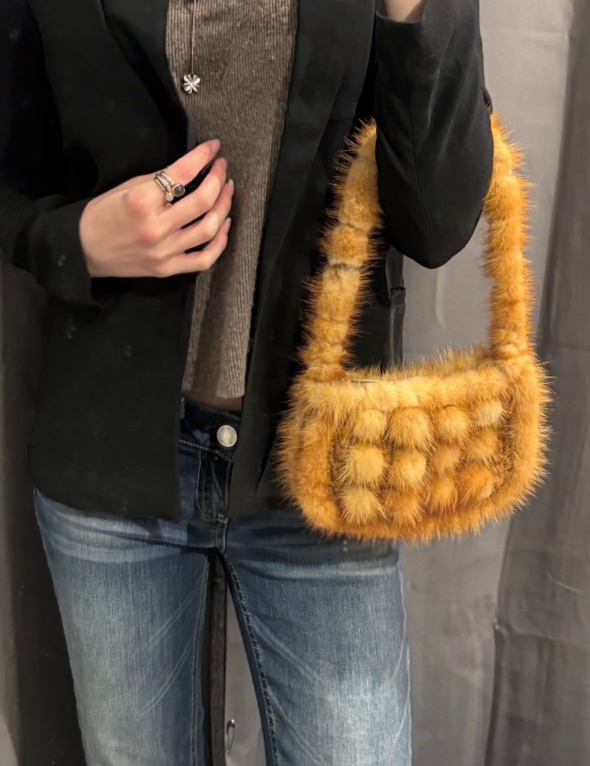 Bag of genuine mink