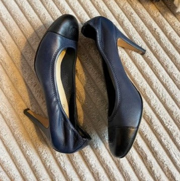 Chanel heels - Navy m. sort snude og hæl