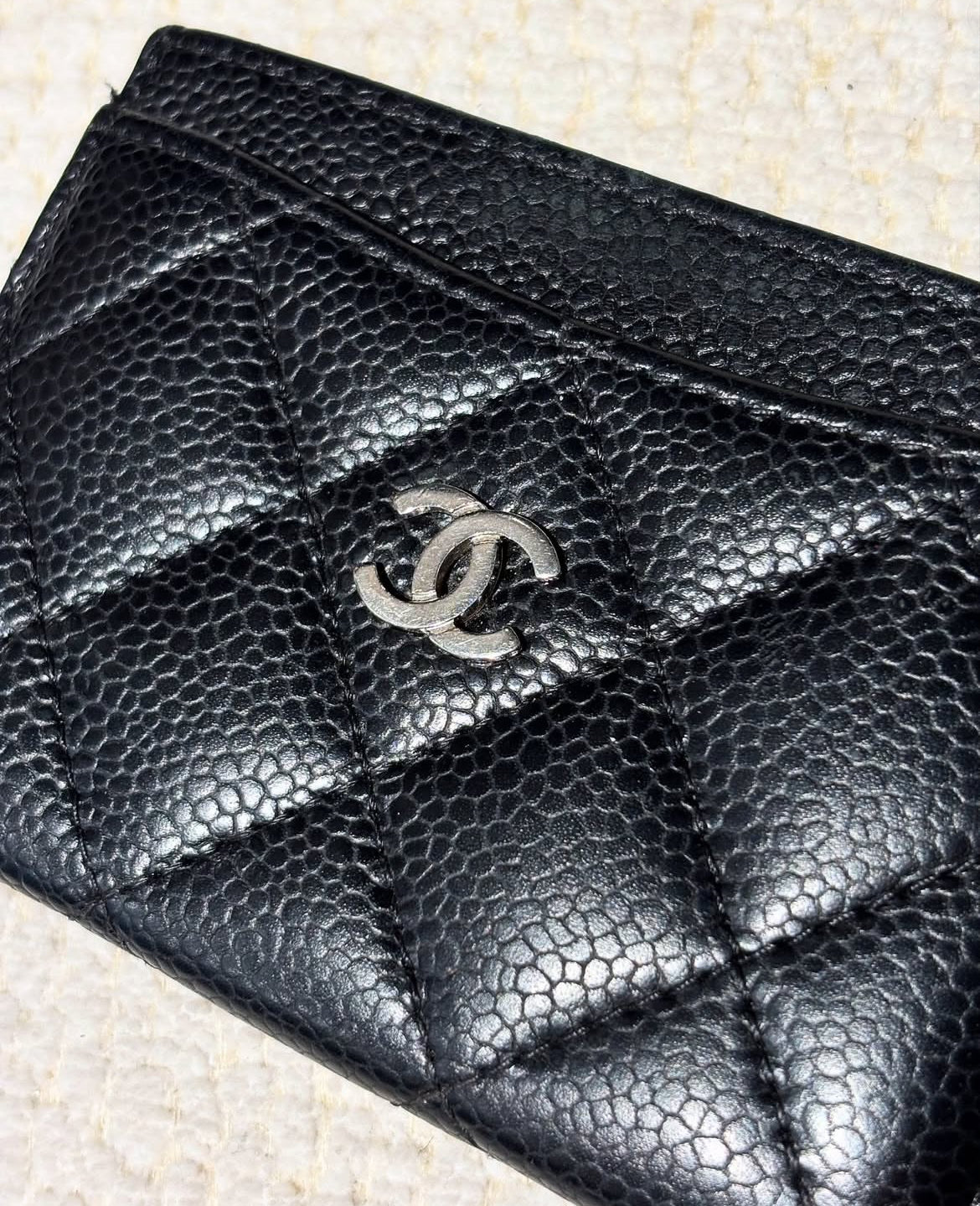 Chanel Wallet - Black Caviar leather & Silver