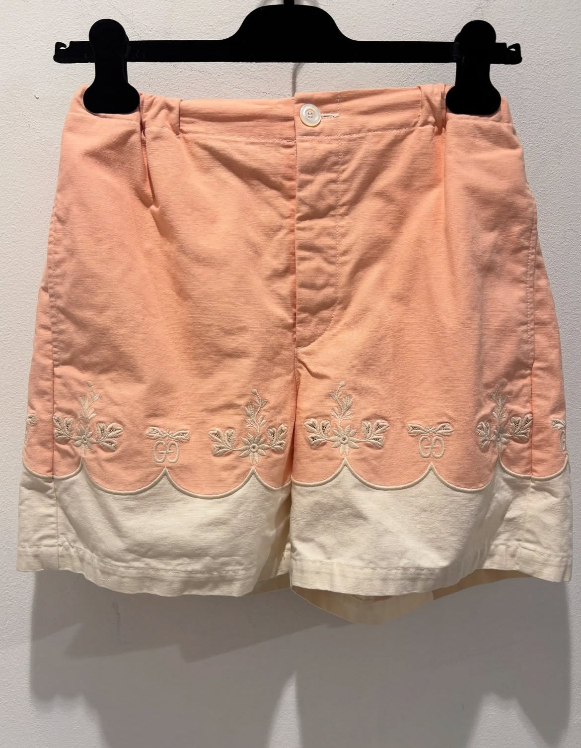 Gucci - shorts - elastic waist - Peach & ecru - S/M
