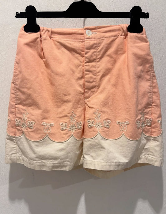 Gucci - shorts - elastic waist - Peach & ecru - S/M