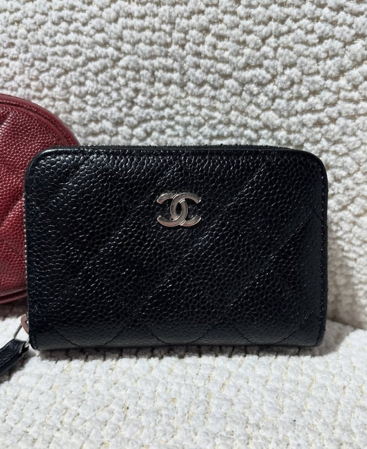 Chanel Wallet - Black Caviar leather & Silver