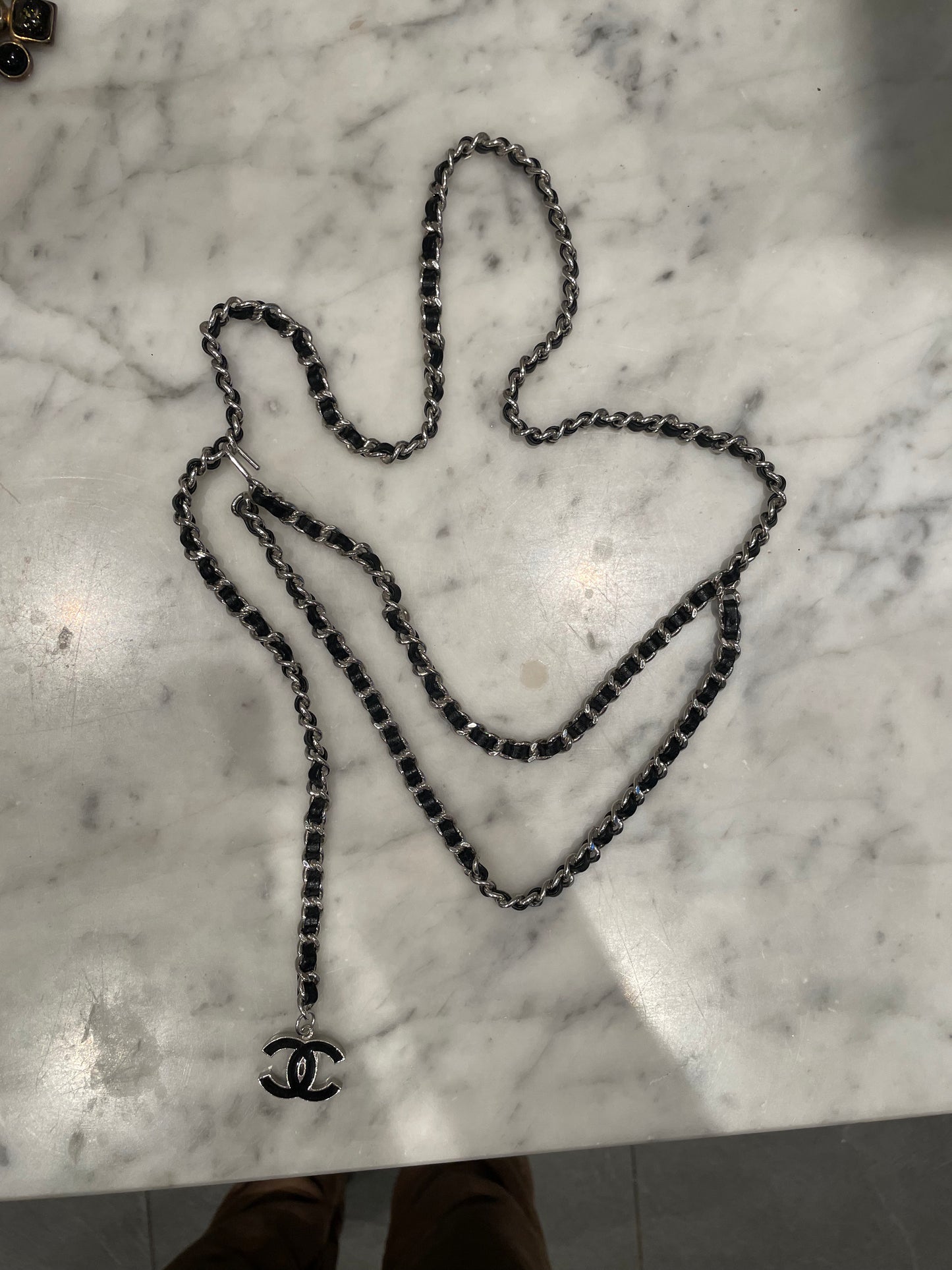 Chanel - CC logo - Chain bælte - sort & sølv