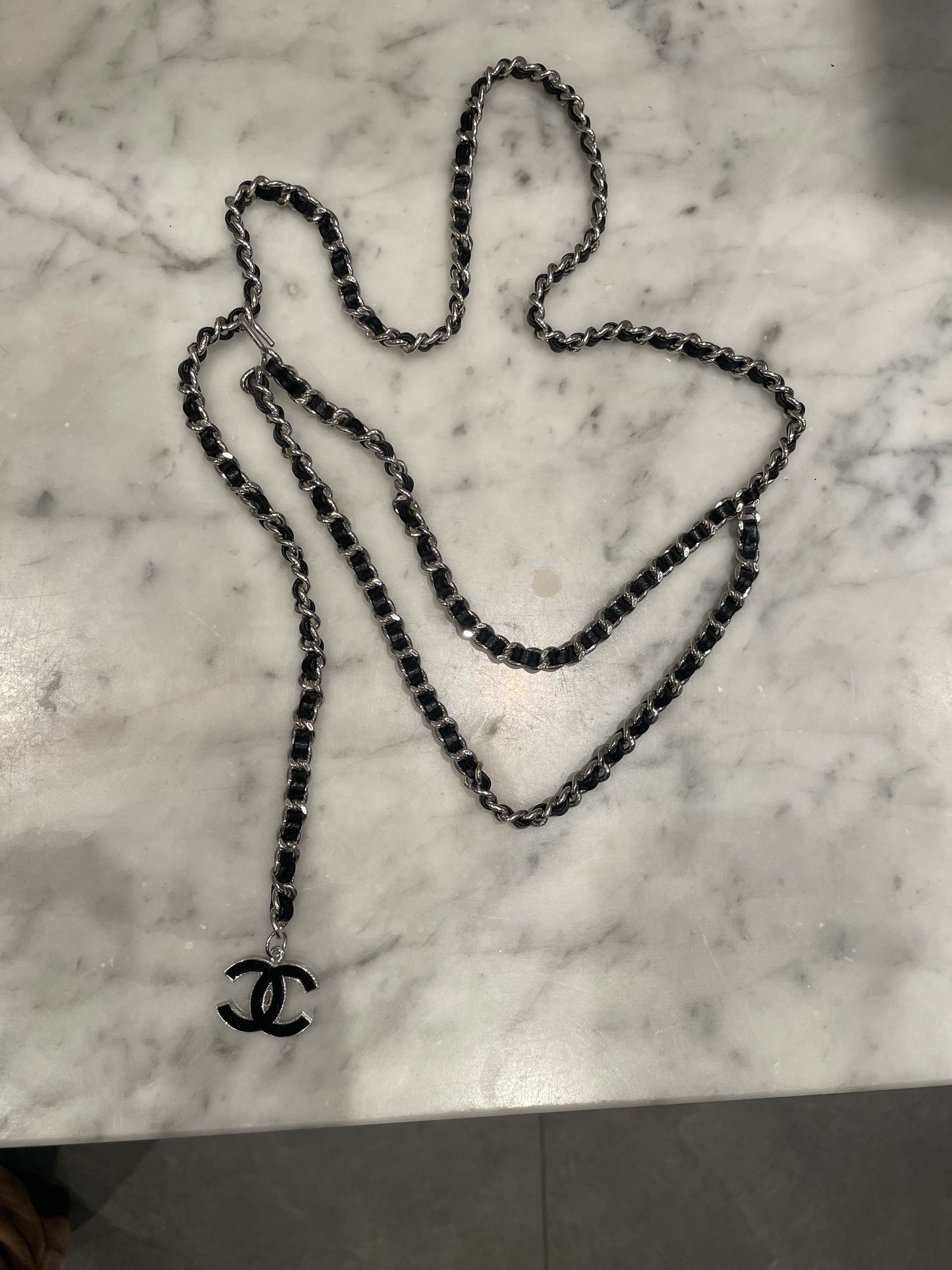 Chanel - CC logo - Chain bælte - sort & sølv