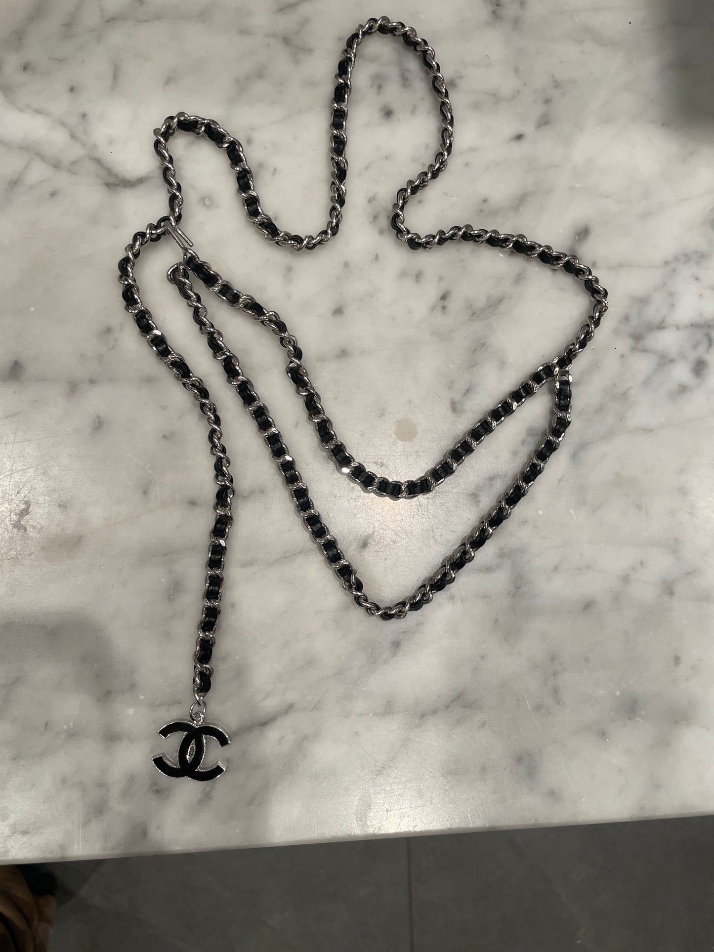 Chanel - CC logo - Chain bælte - sort & sølv