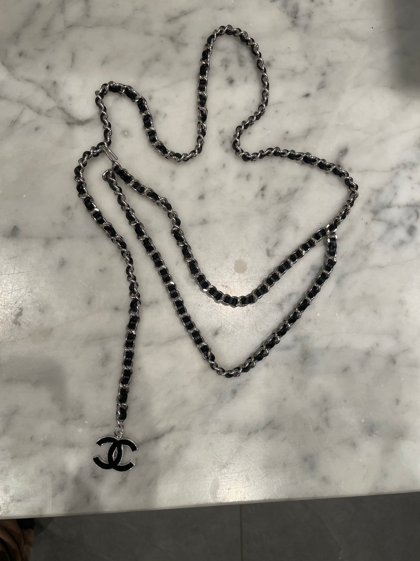 Chanel - CC logo - Chain bælte - sort & sølv