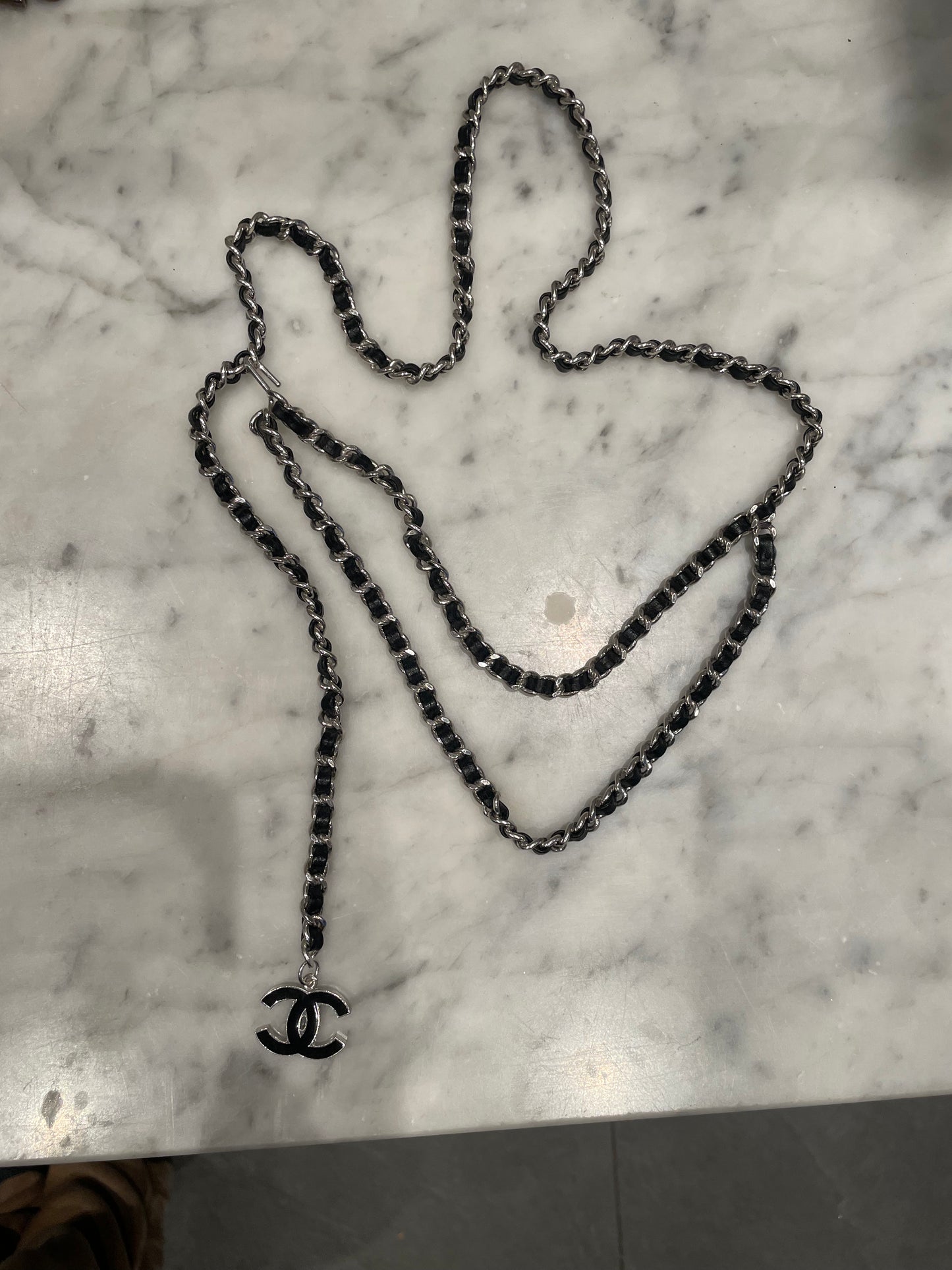 Chanel - CC logo - Chain bælte - sort & sølv