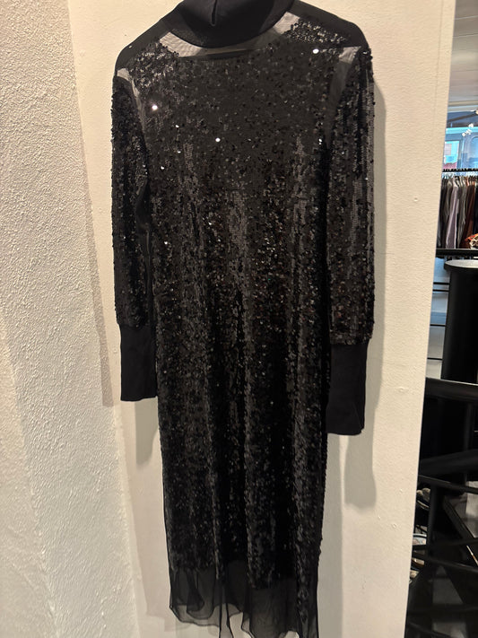 Malene Birger - Black paillet dress - long sleeves - S - Medinas Wardrobe
