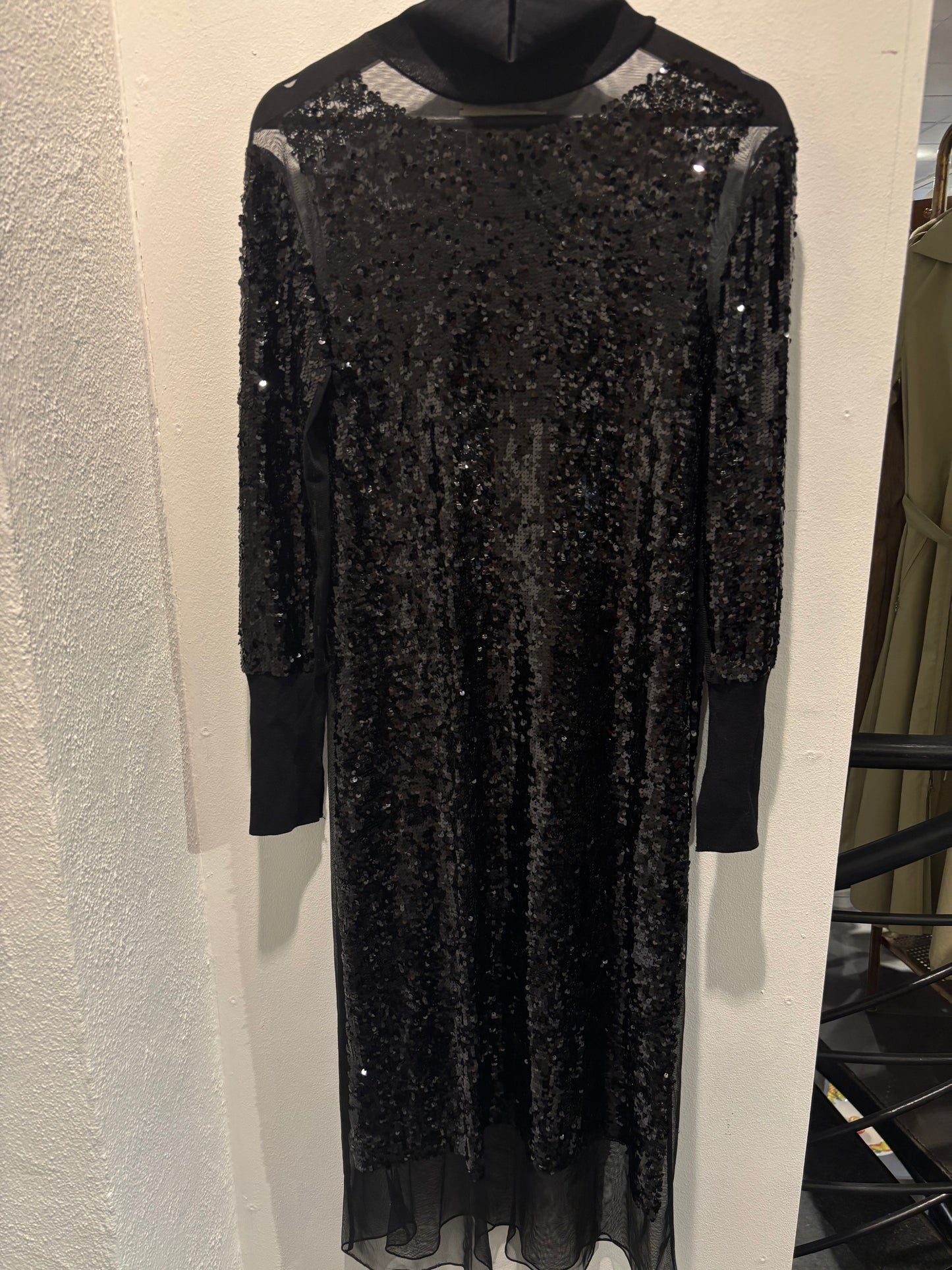 Malene Birger - Black paillet dress - long sleeves - S - Medinas Wardrobe