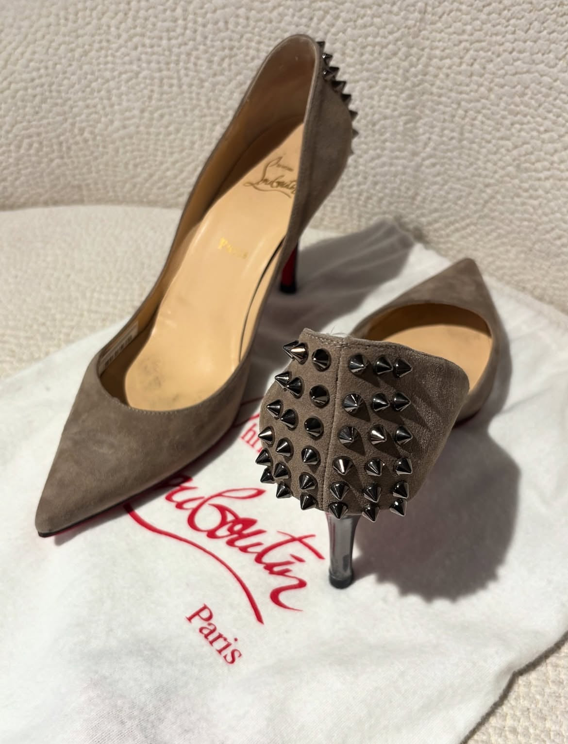 Christian Louboutin Heels –  taupe with Studs - 40,5