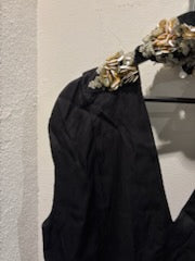 Malene Birger - Dress - black w cutouts - paillets & gold - oversized S  -  Medinas Wardrobe