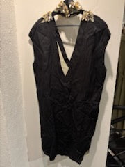Malene Birger - Dress - black w cutouts - paillets & gold - oversized S  -  Medinas Wardrobe
