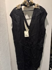 Malene Birger - Dress - black w cutouts - paillets & gold - oversized S  -  Medinas Wardrobe