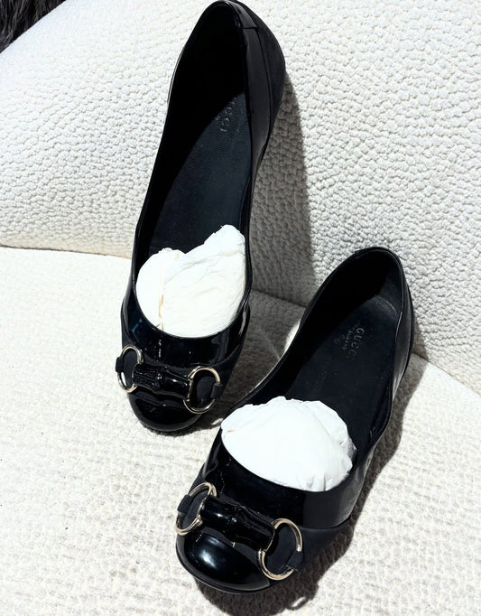 Gucci Ballerina - Black suede with Bamboo Bit - EU 39.5C