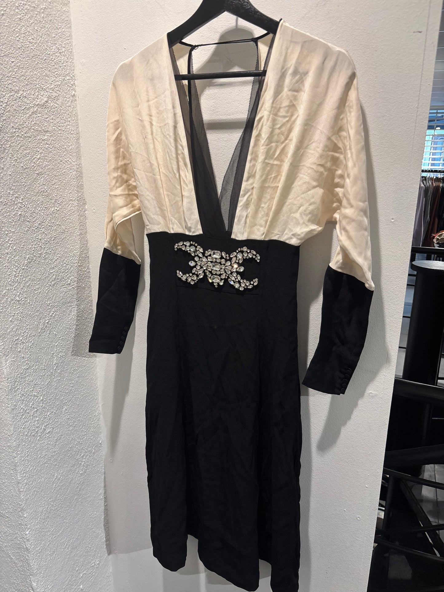Malene Birger - Dress - off white / black w crystals - XS - Medinas Wardrobe