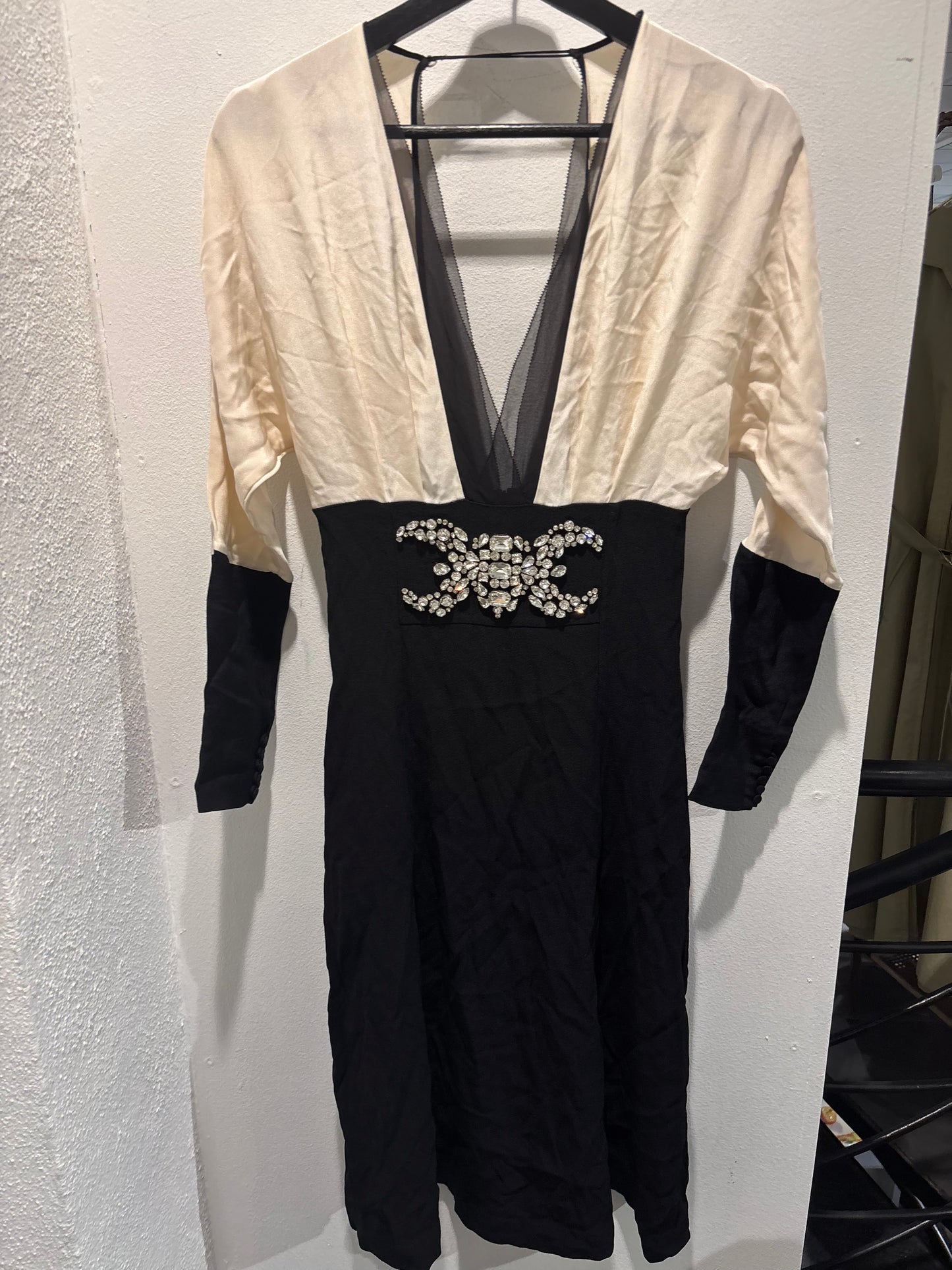 Malene Birger - Dress - off white / black w crystals - XS - Medinas Wardrobe