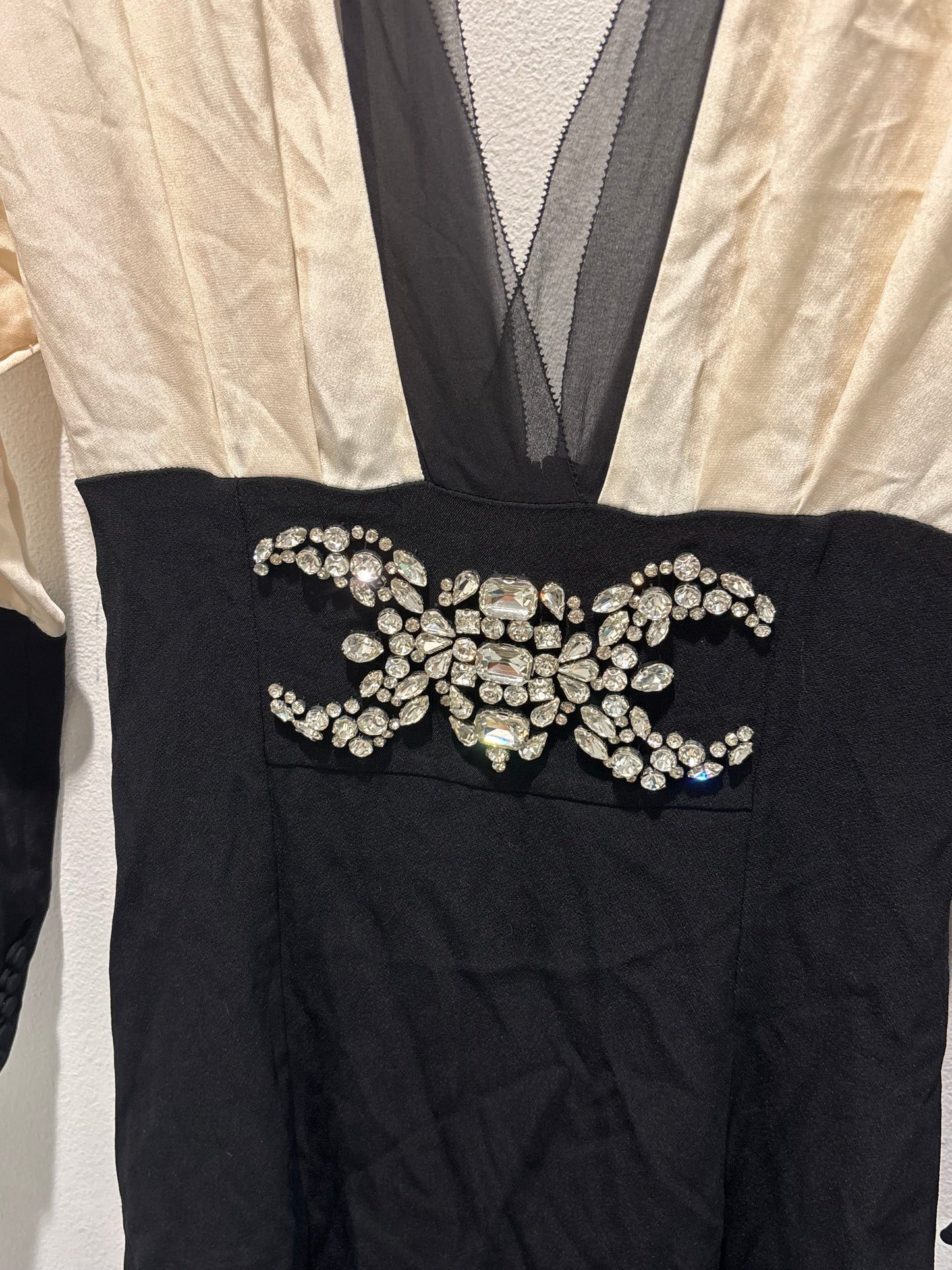 Malene Birger - Dress - off white / black w crystals - XS - Medinas Wardrobe