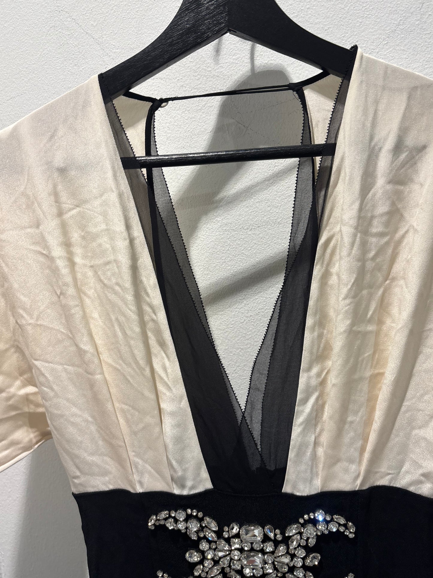 Malene Birger - Dress - off white / black w crystals - XS - Medinas Wardrobe