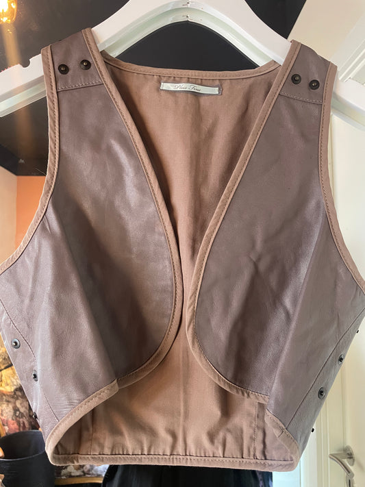 Vest - Taupe skind m. nitter - S