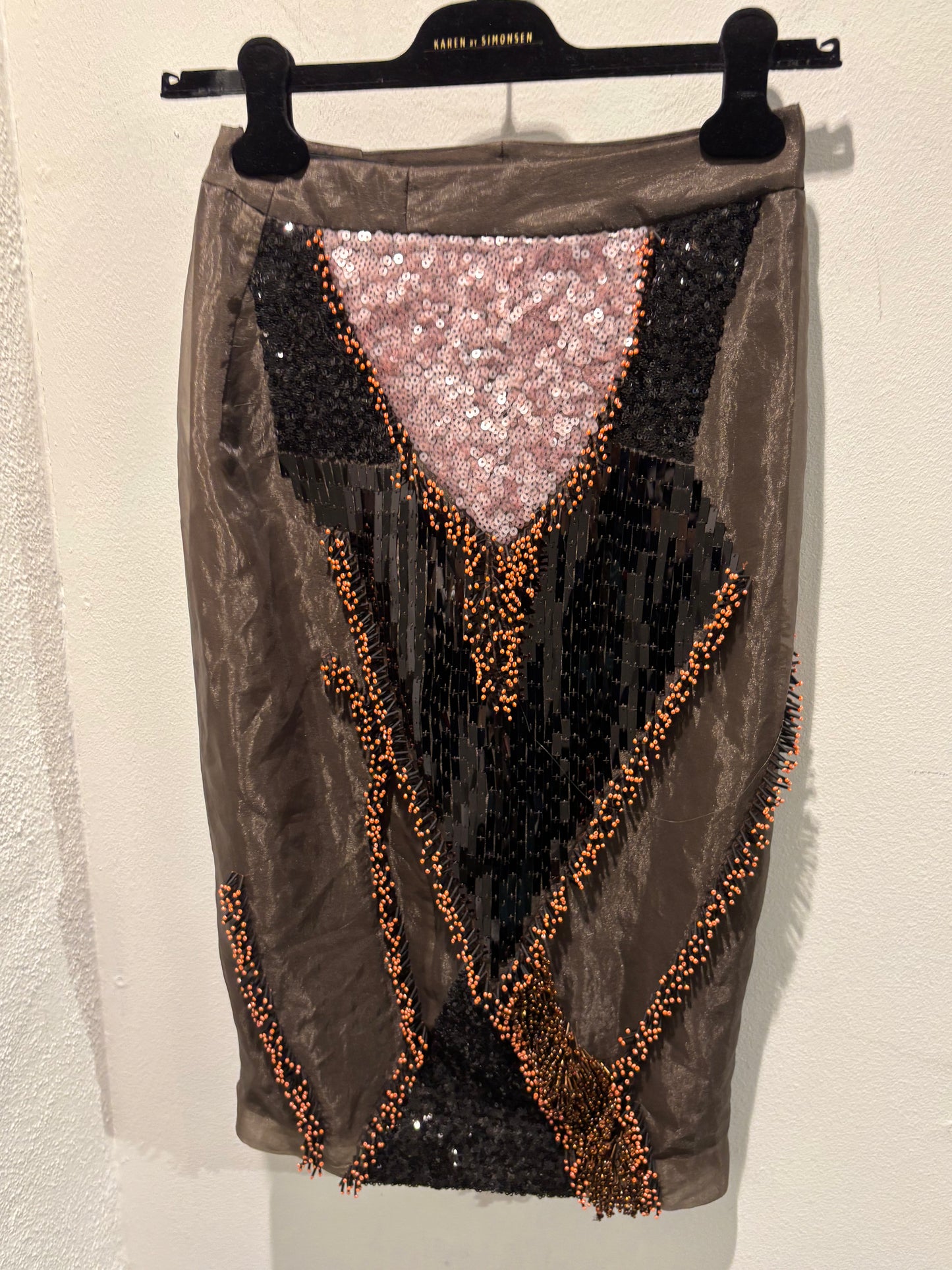 Malene Birger - Skirt - brown w beads & pailettes - EU34 (fits s) - Medinas Wardrobe