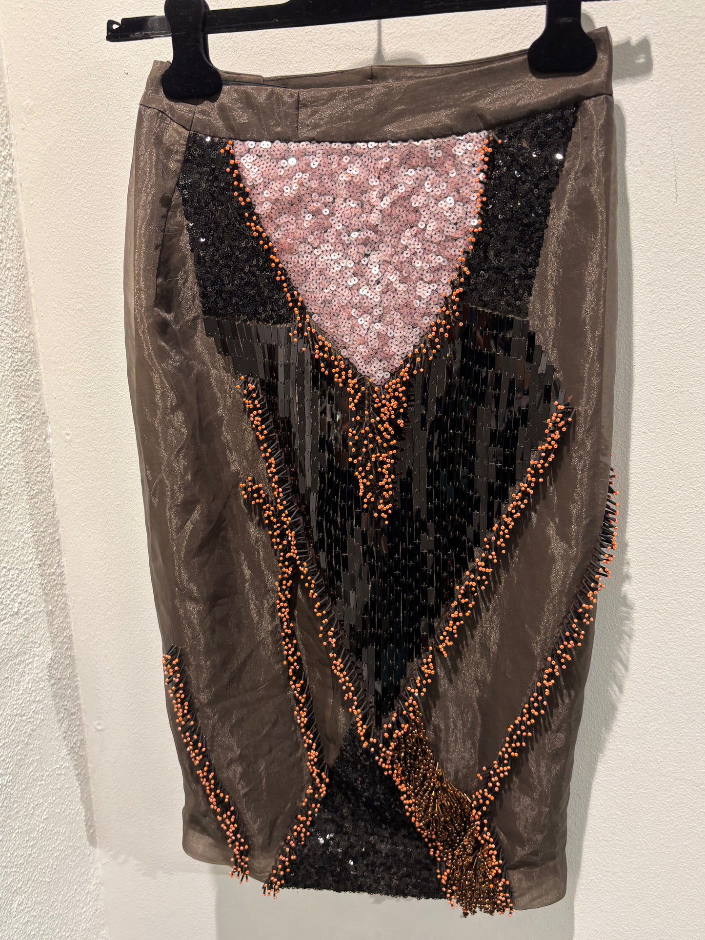Malene Birger - Skirt - brown w beads & pailettes - EU34 (fits s) - Medinas Wardrobe
