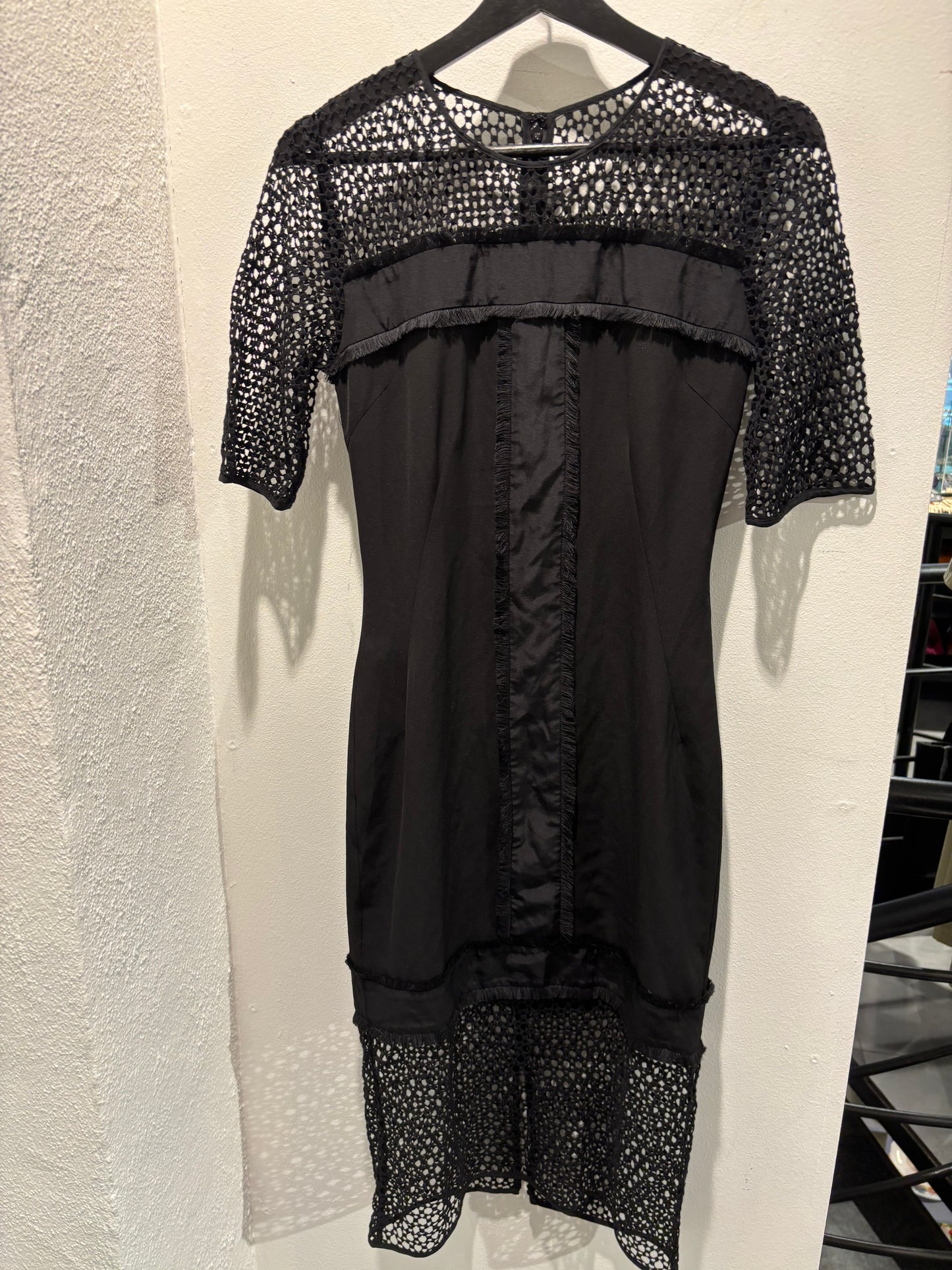 Malene Birger - Black dress - Laces and fringes - short sleeves - EU34 -  Medinas Wardrobe