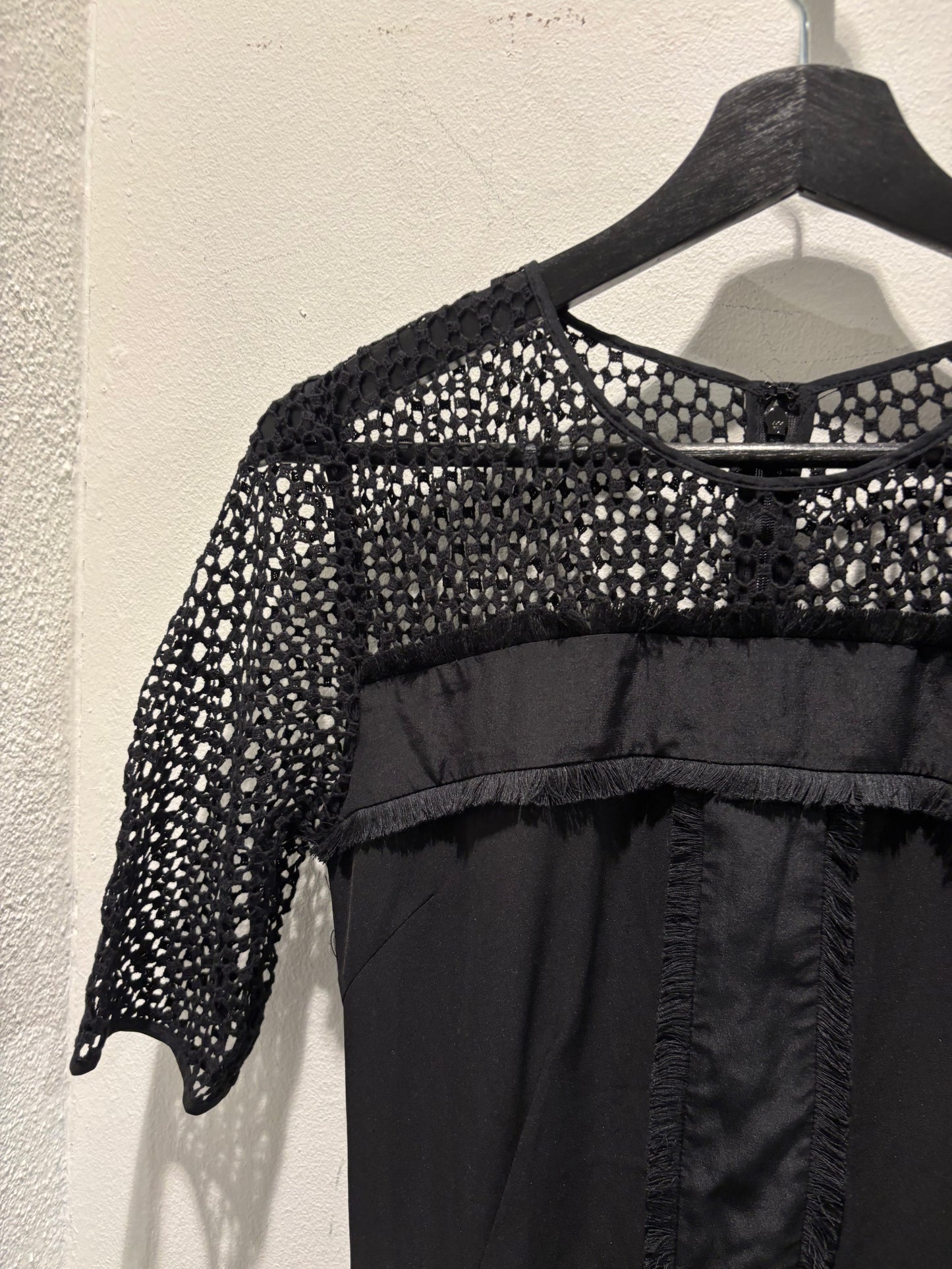 Malene Birger - Black dress - Laces and fringes - short sleeves - EU34 -  Medinas Wardrobe