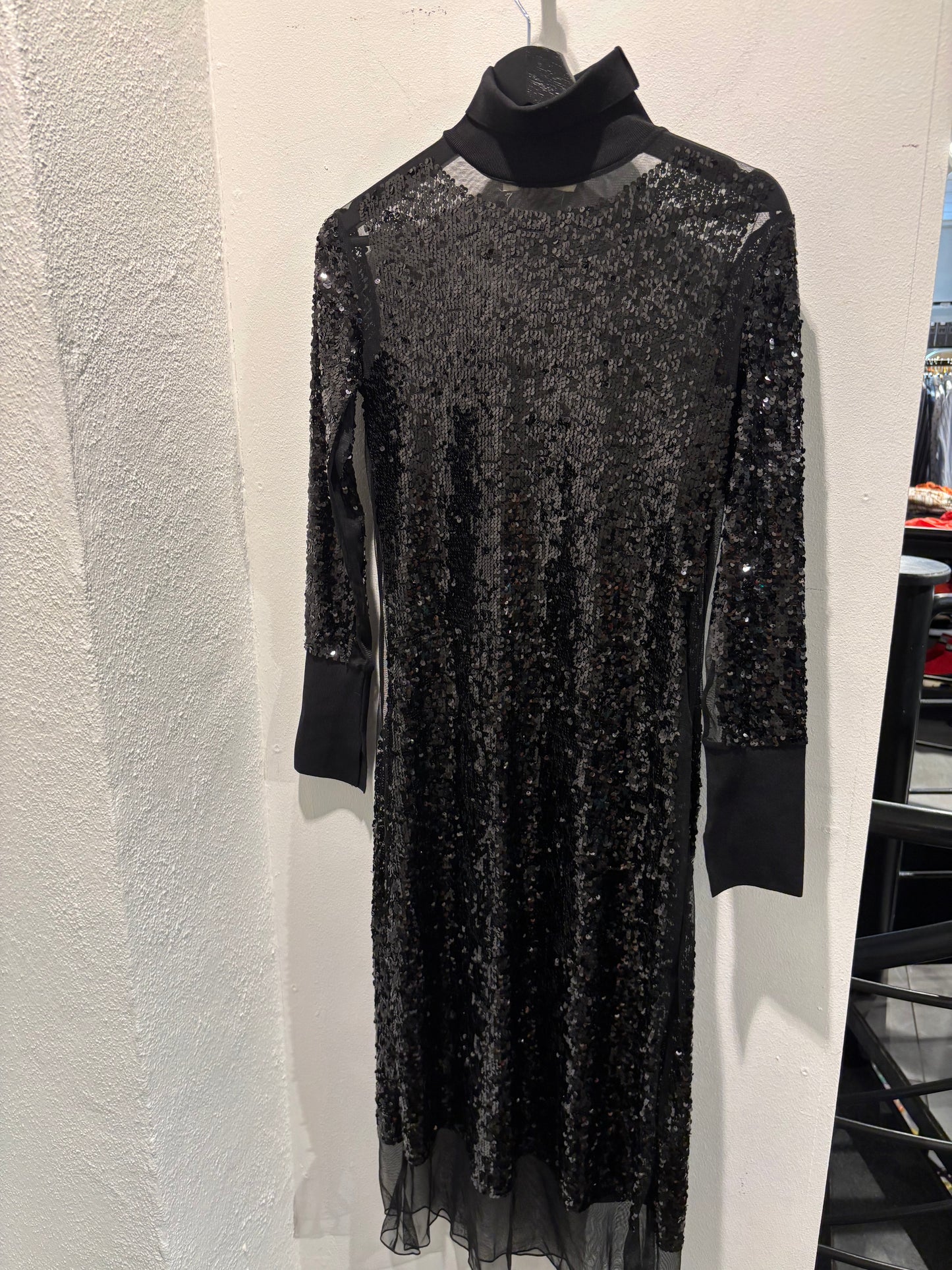 Malene Birger - Black paillet dress - long sleeves - S - Medinas Wardrobe