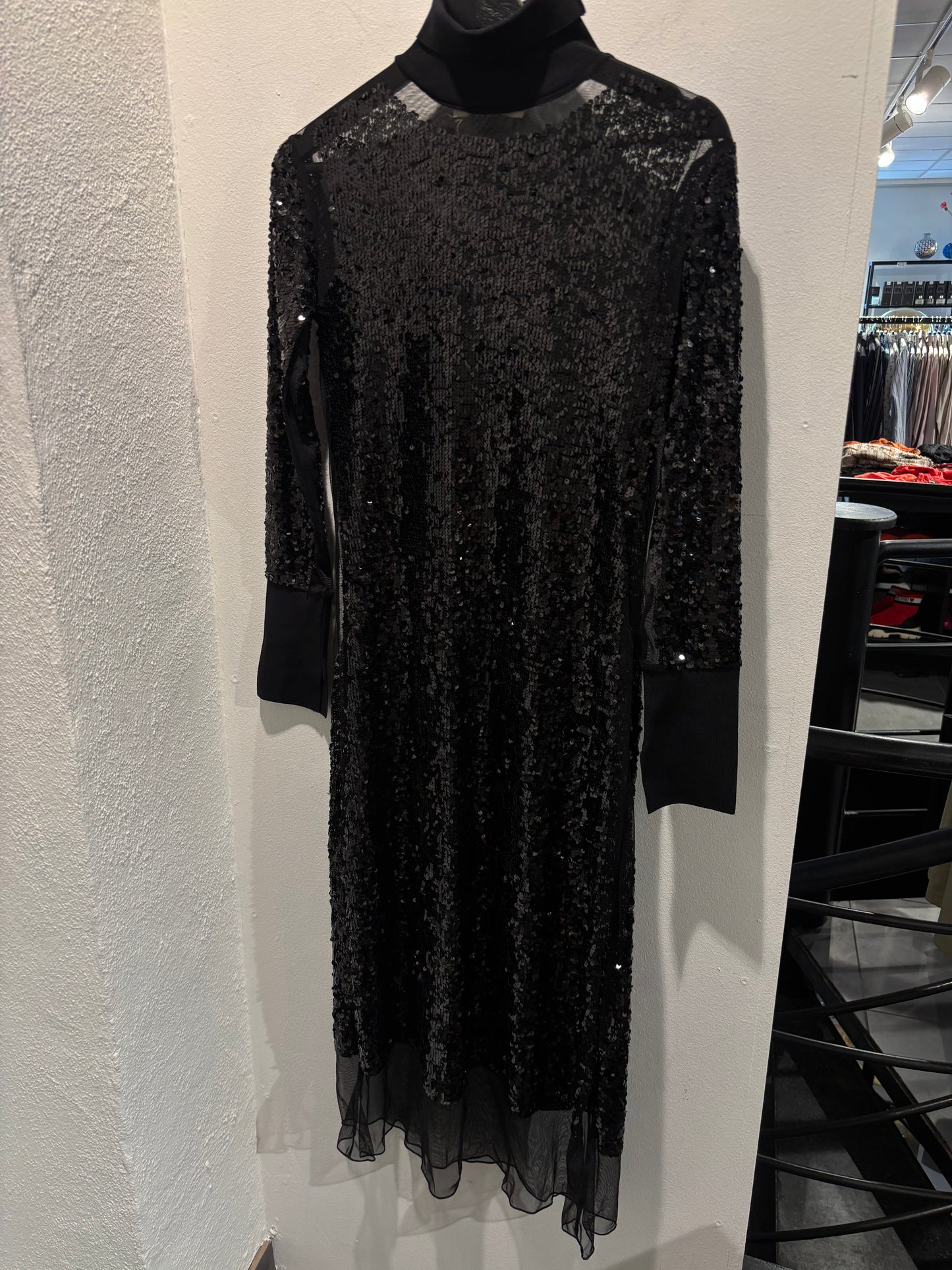 Malene Birger - Black paillet dress - long sleeves - S - Medinas Wardrobe