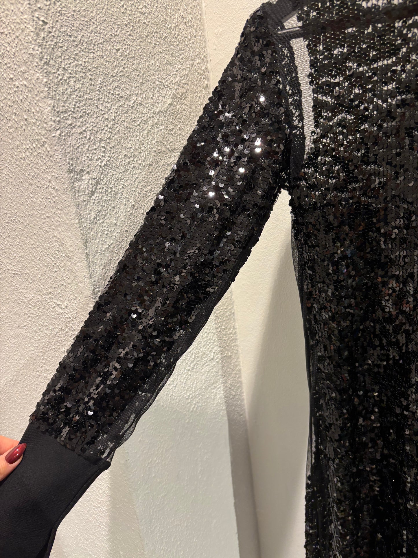 Malene Birger - Black paillet dress - long sleeves - S - Medinas Wardrobe