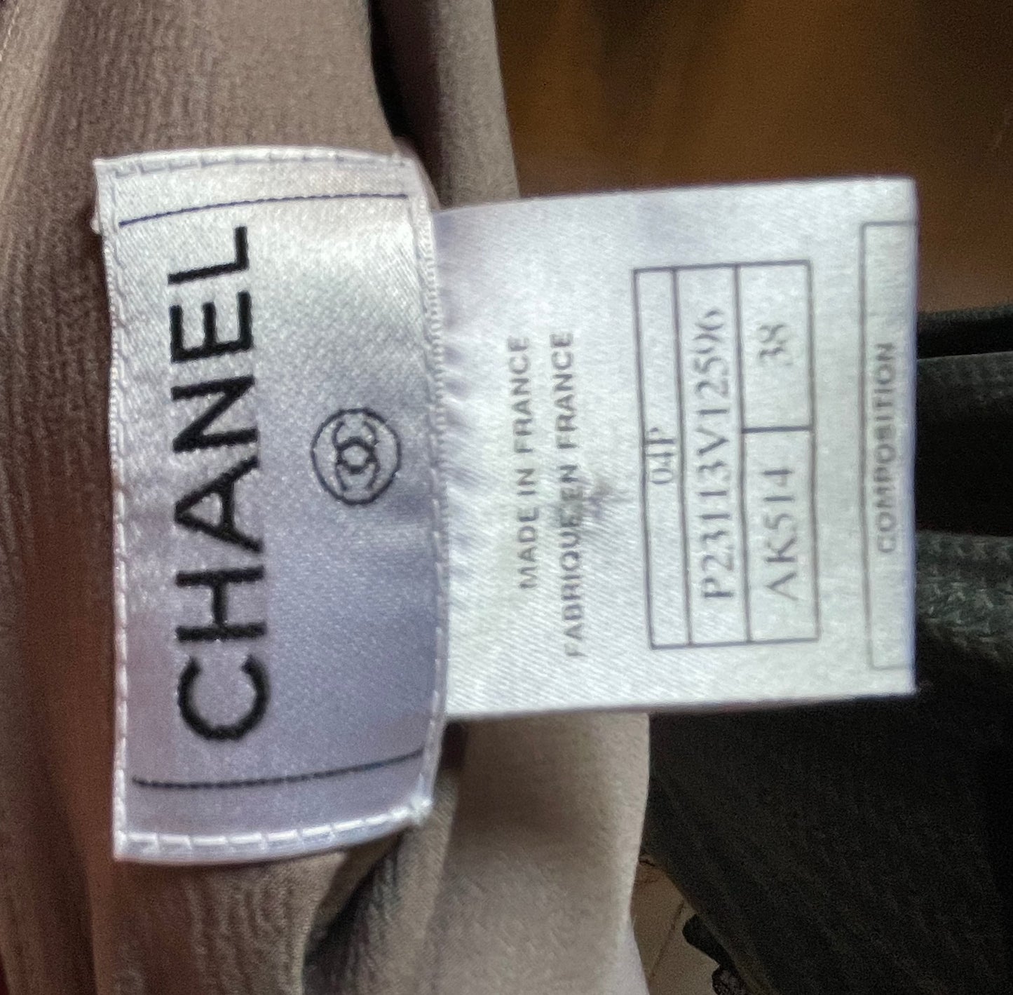 Chanel - silkenederdel - taupe/ nougat silk - str. 36