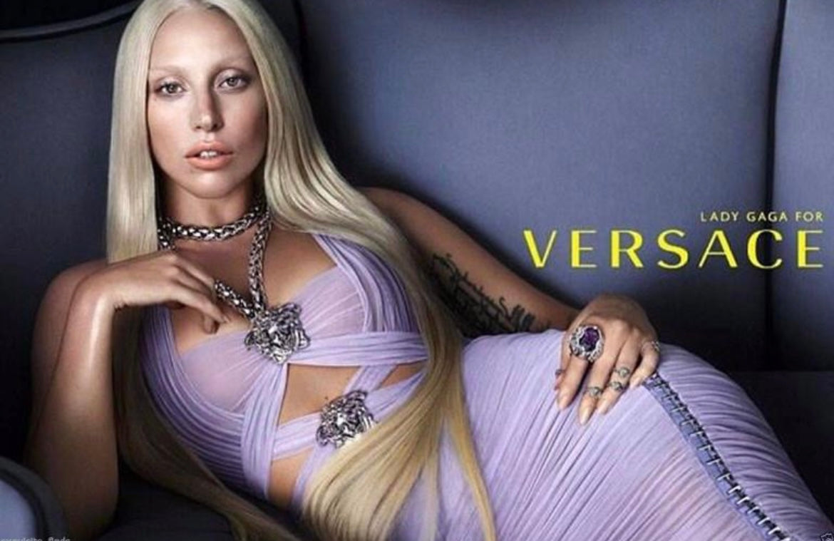 Versace - Ruched Chiffon Medusa Dress - lavender - S - Medinas Wardrobe