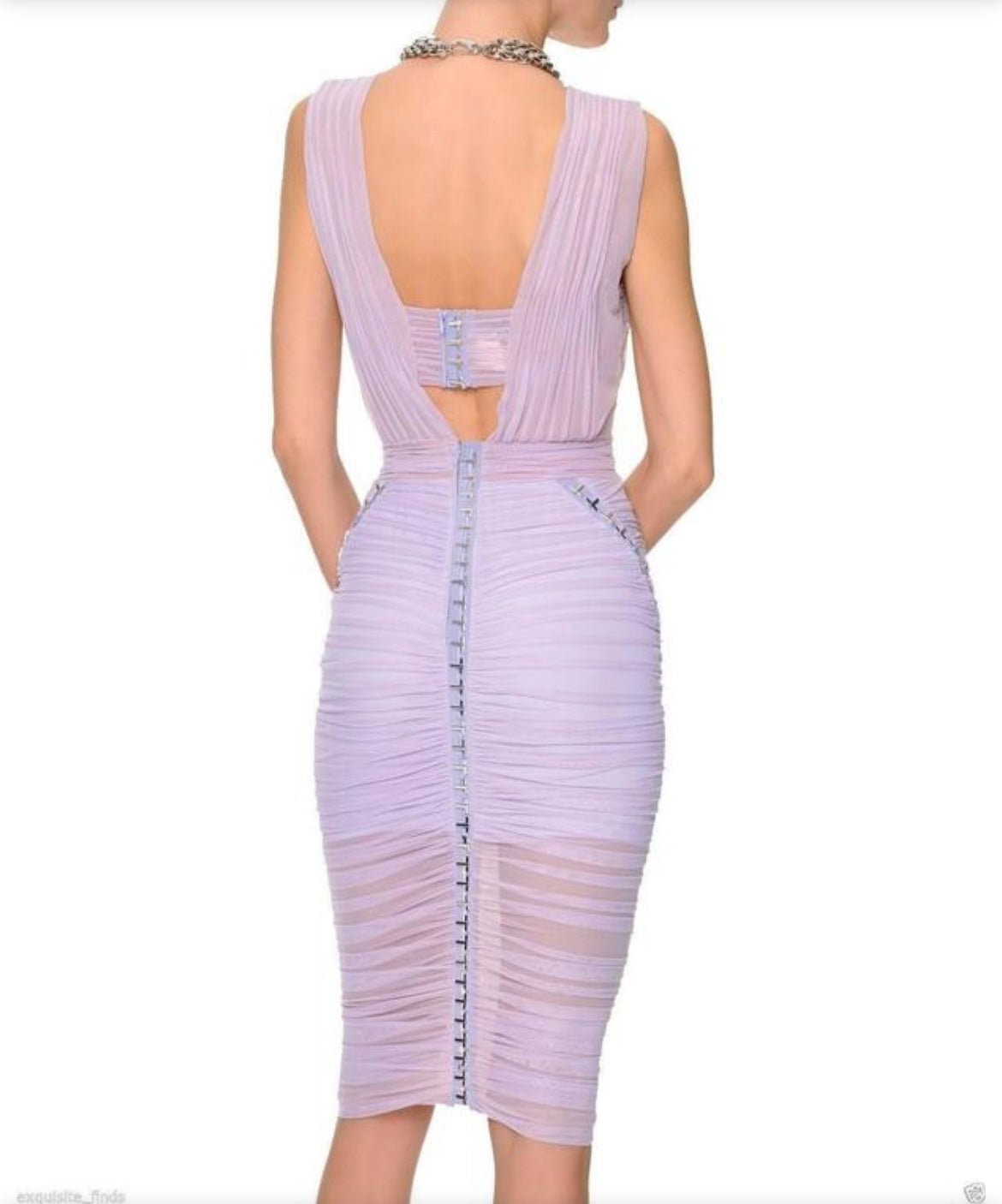 Versace - Ruched Chiffon Medusa Dress - lavender - S - Medinas Wardrobe