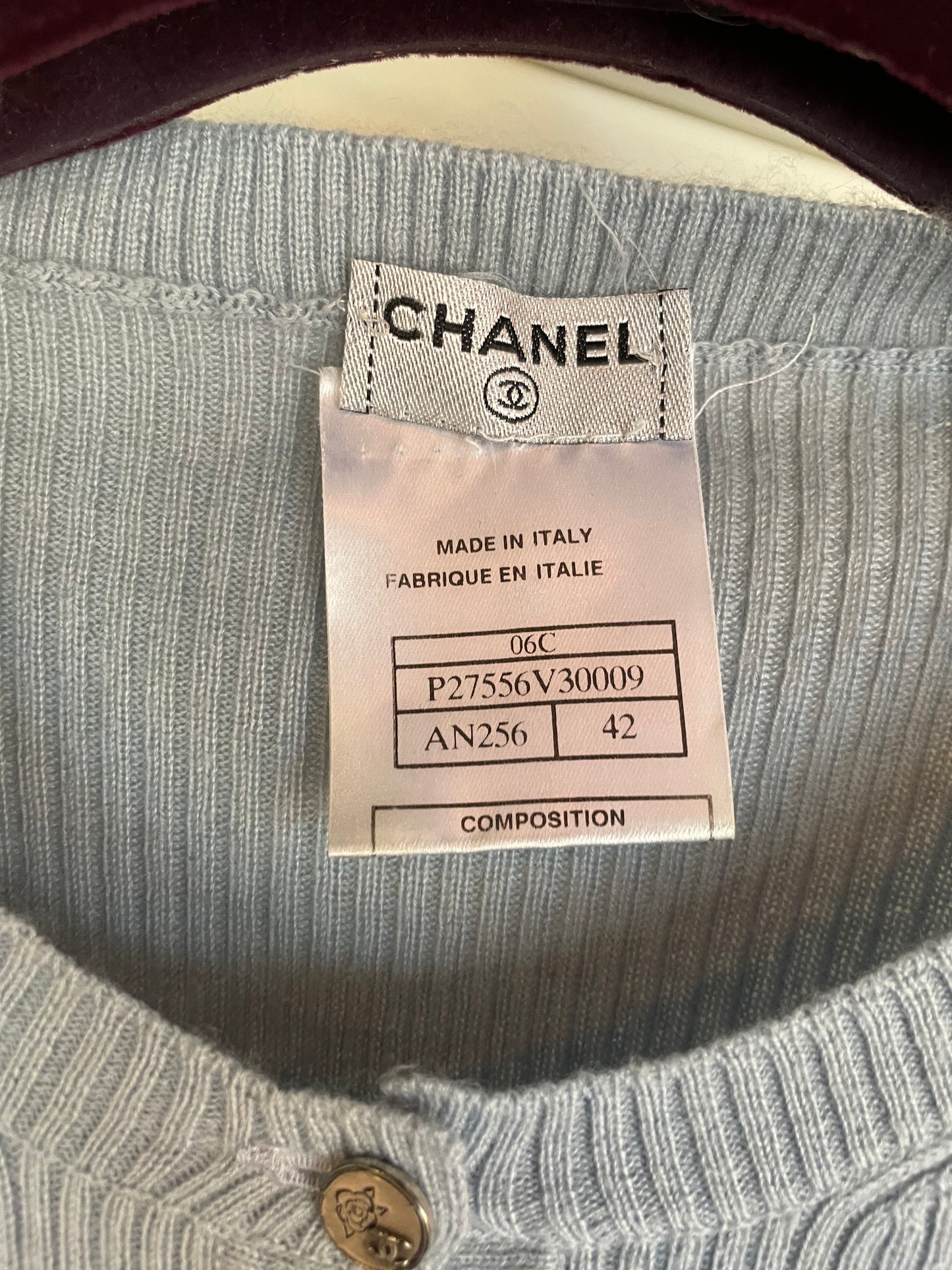 Chanel - Cashmere m. lange ærmer - himmelblå - 38/40