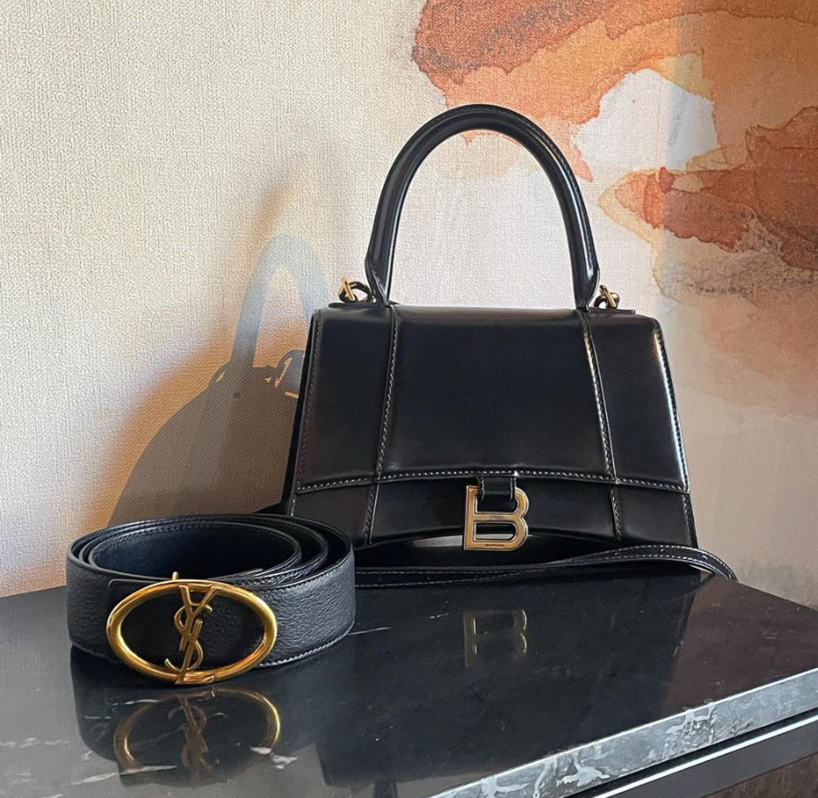 Yves Saint Laurent bælte - sort & guld