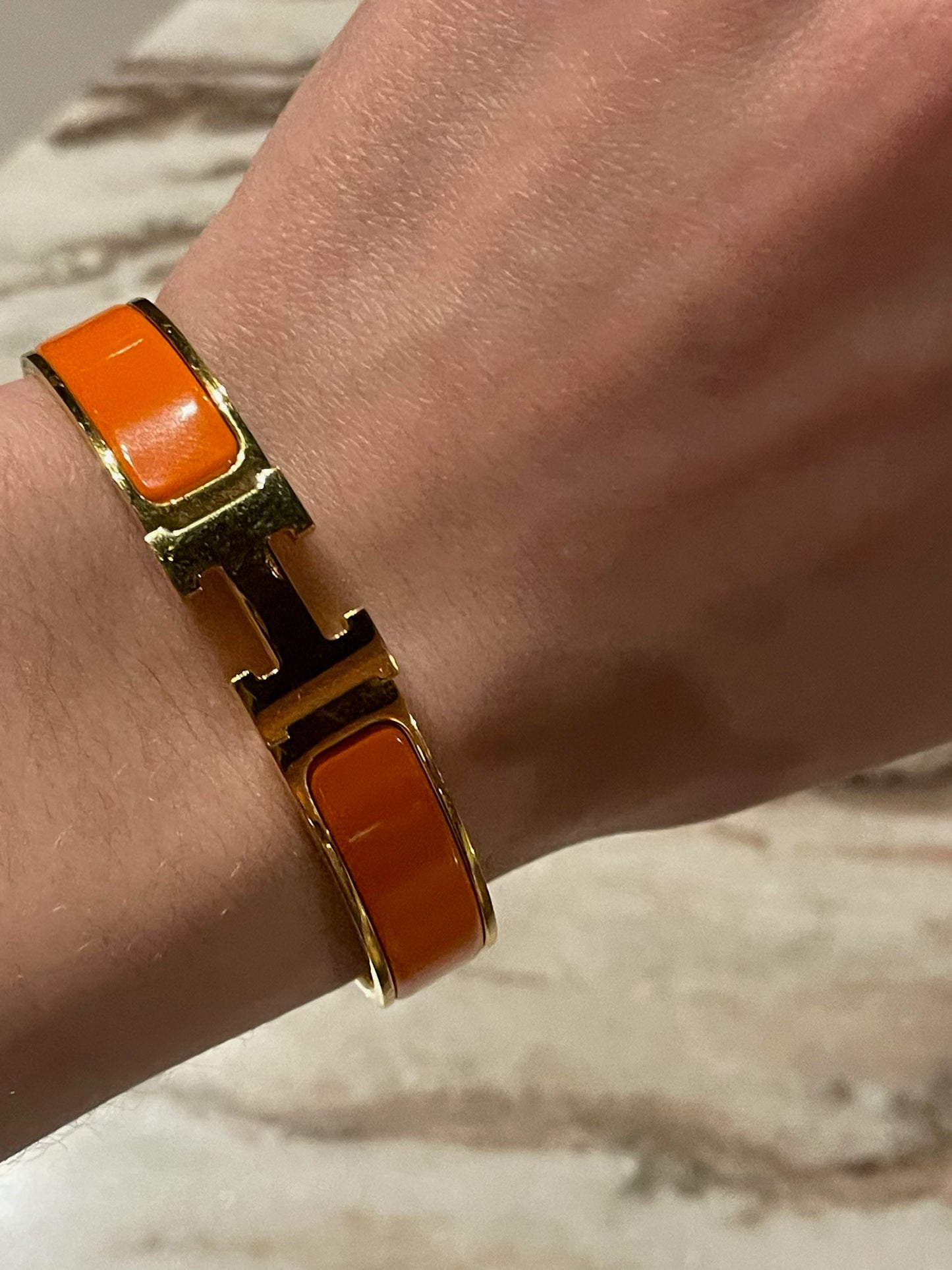 Hermés - Clic H Armbånd - orange & guld