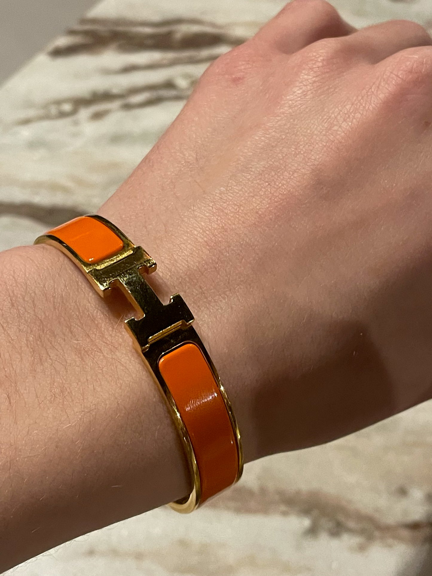 Hermés - Clic H Armbånd - orange & guld