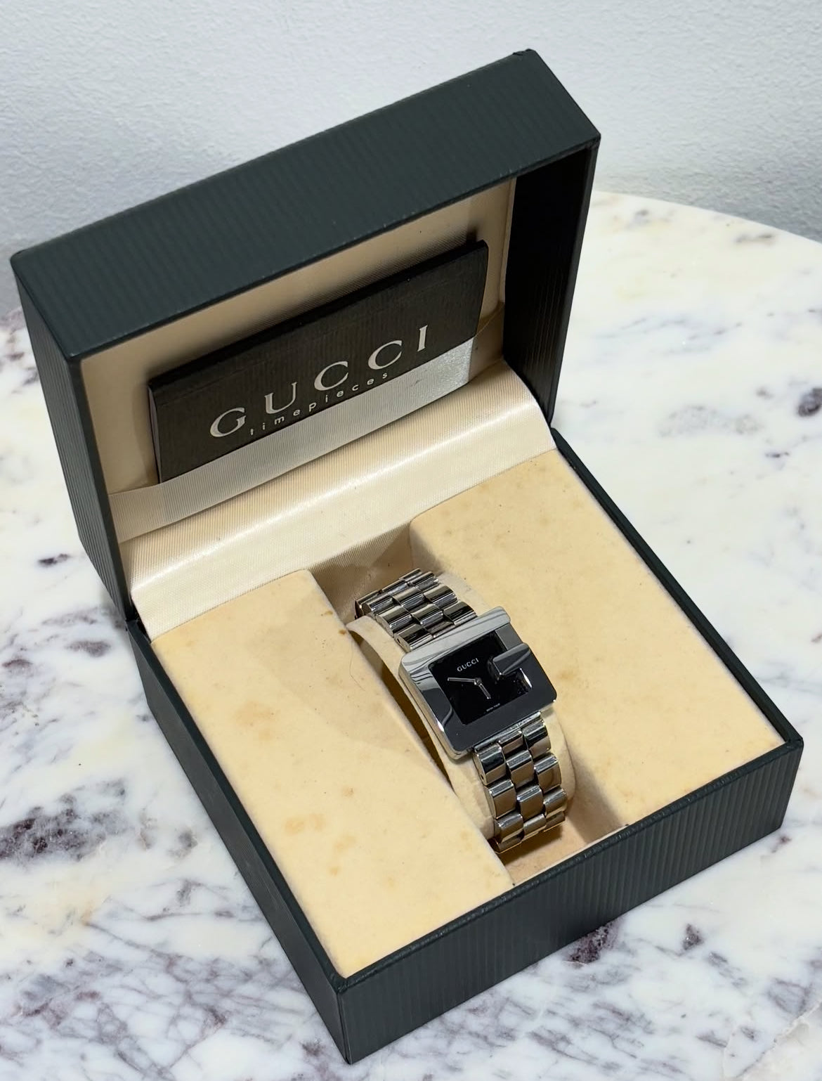 Gucci G-Chrono 3600L Stainless Steel Watch With Original Box