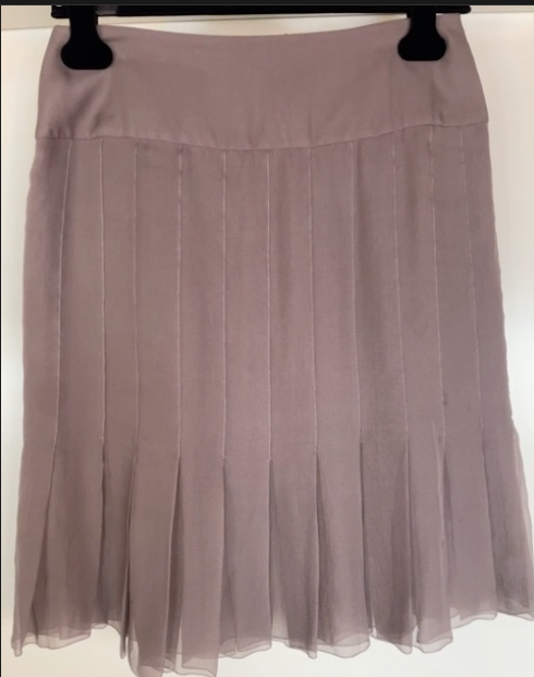 Chanel - silkenederdel - taupe/ nougat silk - str. 36