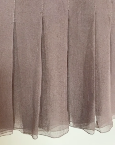 Chanel - silkenederdel - taupe/ nougat silk - str. 36