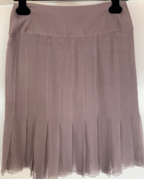 Chanel - silkenederdel - taupe/ nougat silk - str. 36