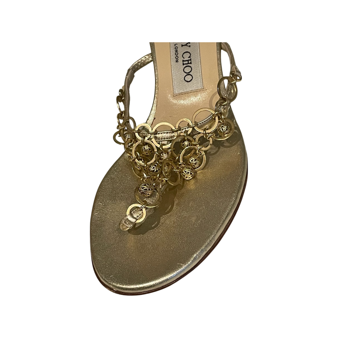 Jimmy Choo - Sandal med lille hæl - Guld