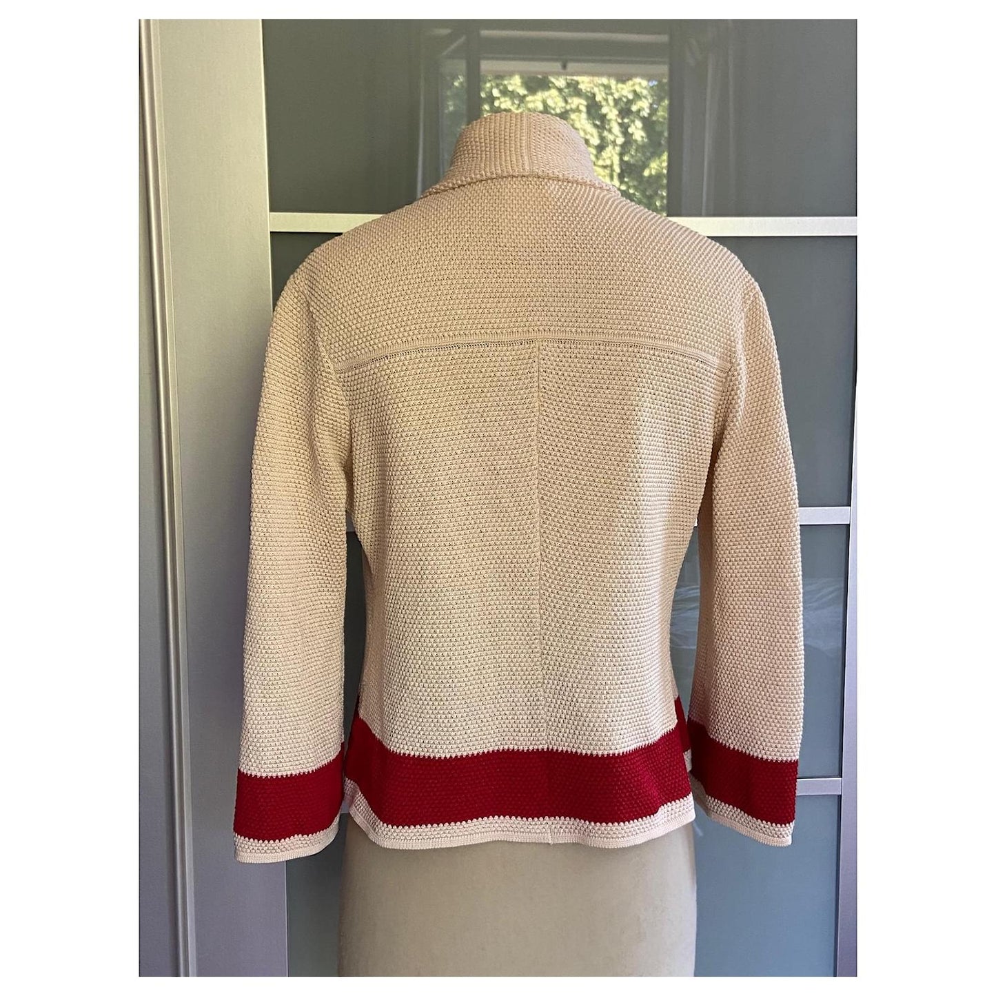 Chanel silkestrikket cardigan - m. tørklæde/revers